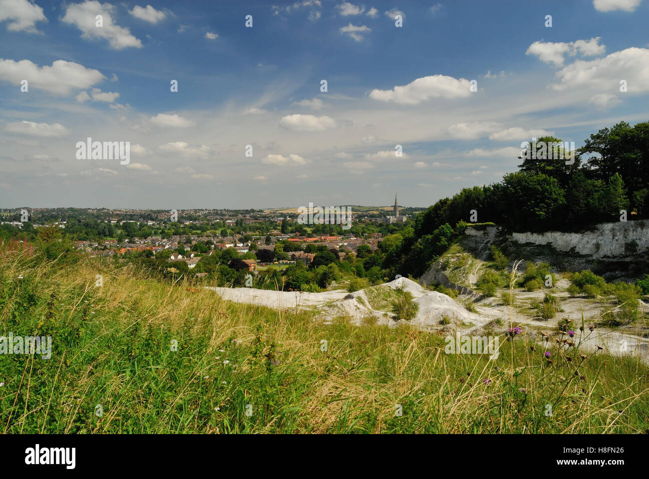 Disused West Harnham chalk pit, overlooking Salisbury Stock Photo Alamy