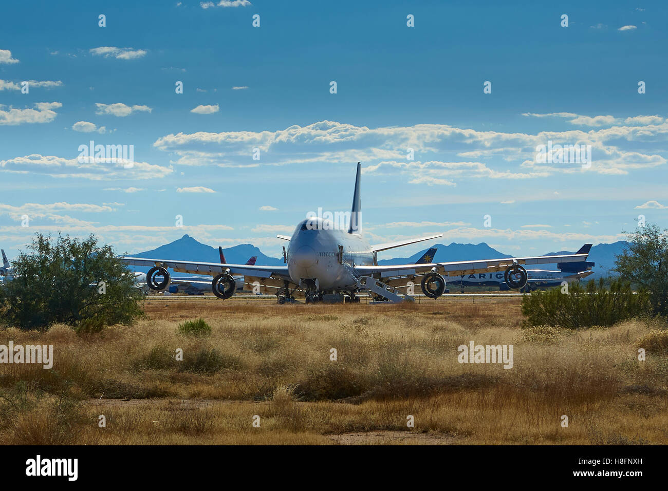 Derelict Boeing 747 At The Aircraft Boneyard, Pinal Air Park, Tucson, Arizona. Stock Photo