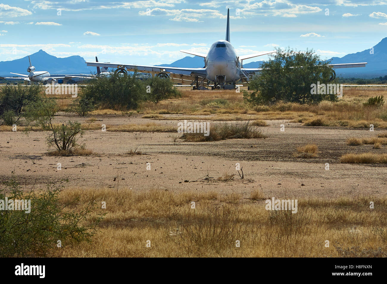 Derelict Boeing 747 At The Aircraft Boneyard, Pinal Air Park, Tucson, Arizona. Stock Photo