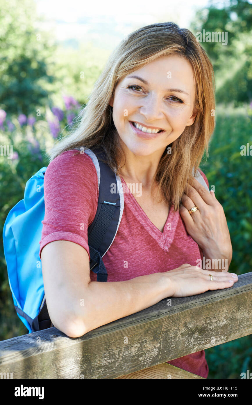 Mature woman walk countryside hi-res stock photography and images - Alamy