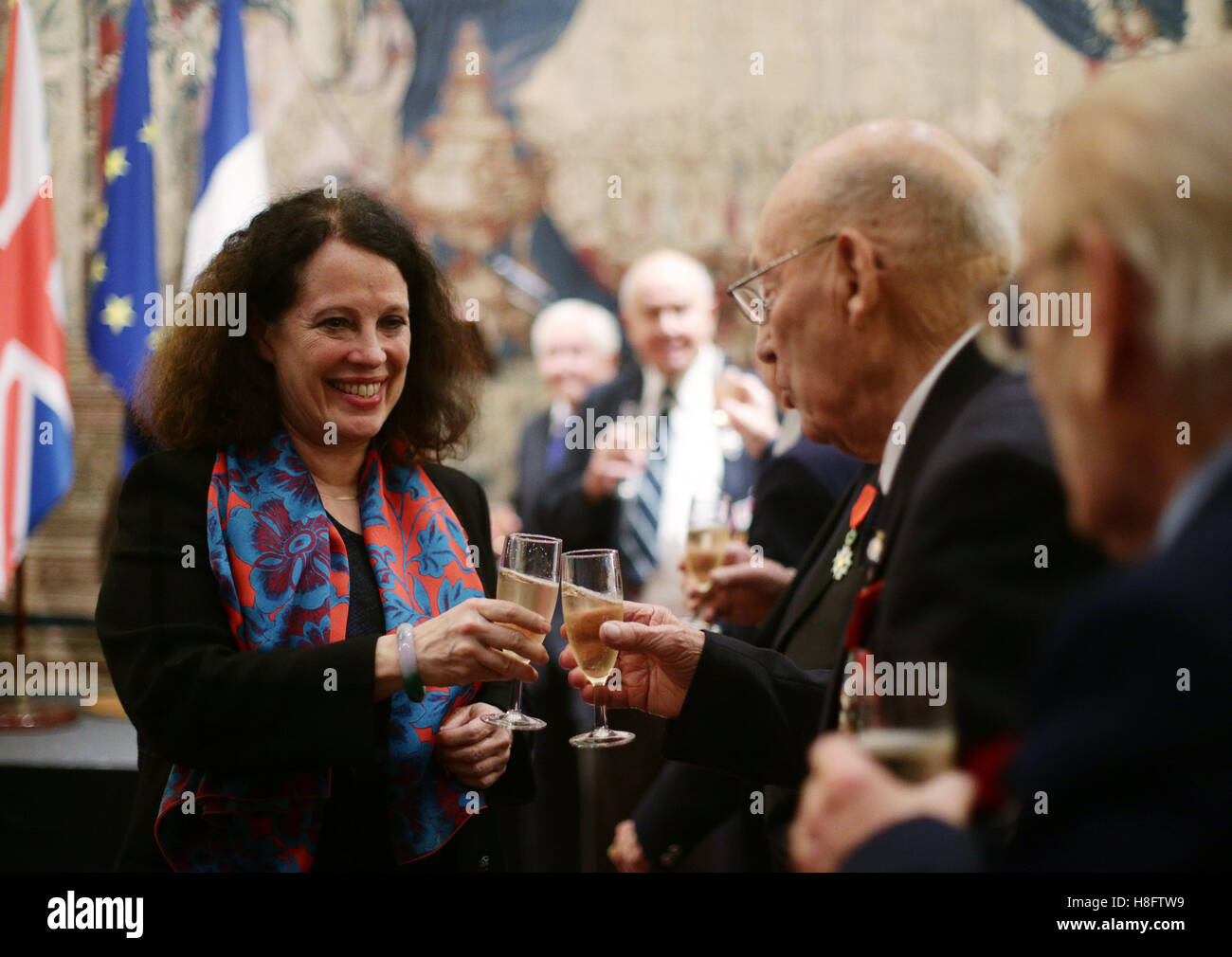 French Ambassador to the UK Sylvie Bermann toasts British veterans