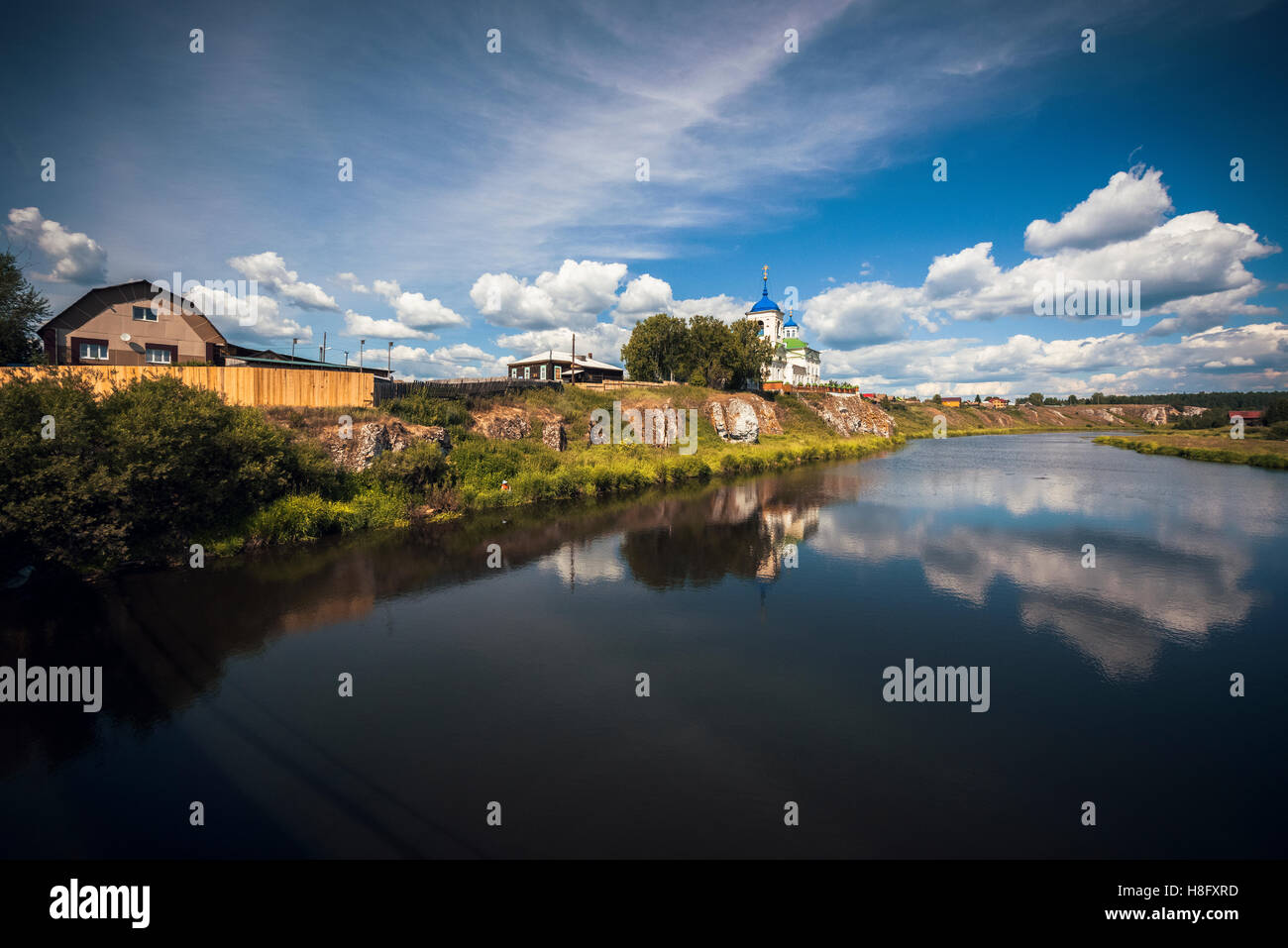 Chusovaya river in Sloboda (Sverdlosk oblast, Russia) Stock Photo