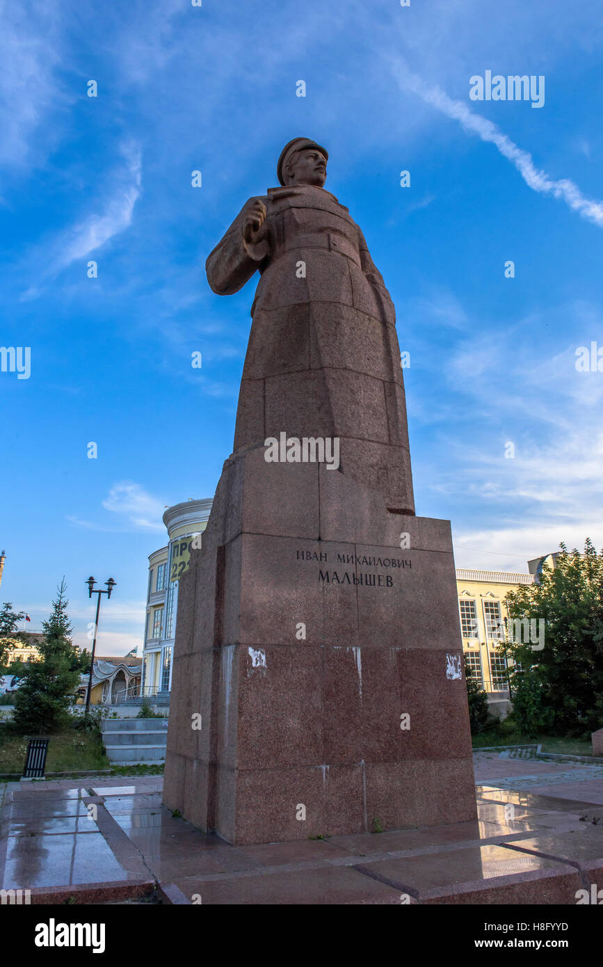 Monument to Bolshevik Commissar Ivan Malyshev (Ekaterinburg, Russia) Stock Photo