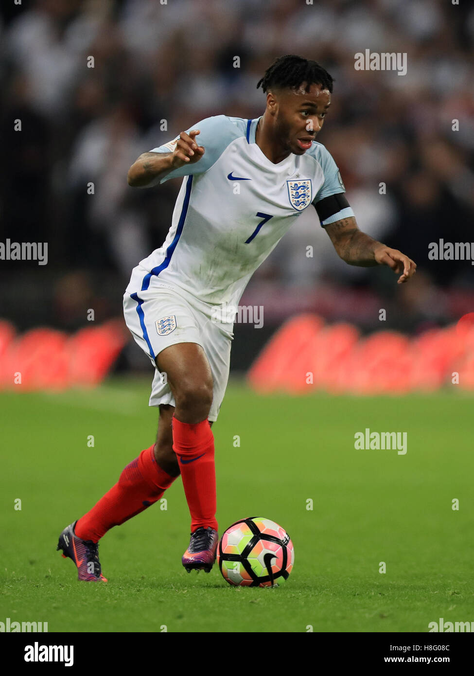 England's Raheem Sterling during the 2018 FIFA World Cup qualifying, Group F match at Wembley Stadium, London. PRESS ASSOCIATION Photo. Picture date: Friday November 11, 2016. See PA story SOCCER England. Photo credit should read: Mike Egerton/PA Wire. Stock Photo