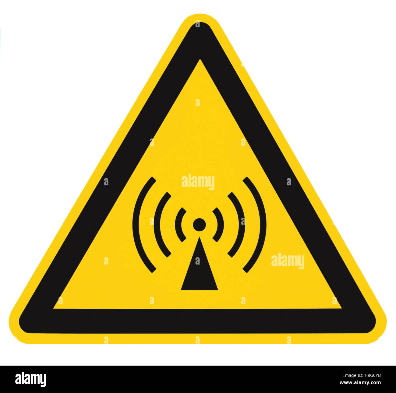 Non-ionizing radiation hazard safety area, danger warning sign sticker  label, large icon signage, isolated black yellow triangle Stock Photo -  Alamy