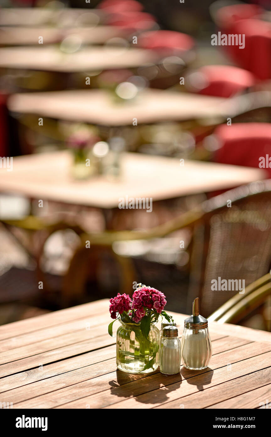Salt and pepper, little flower, street restaurant, Berlin, Germany