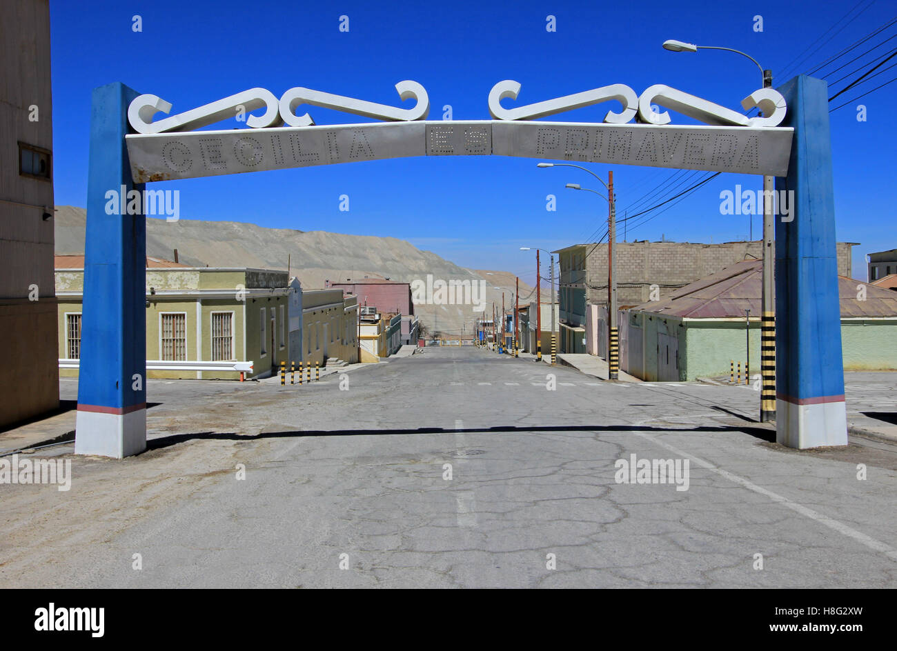 Ghost town Chuquicamata, Chile Stock Photo