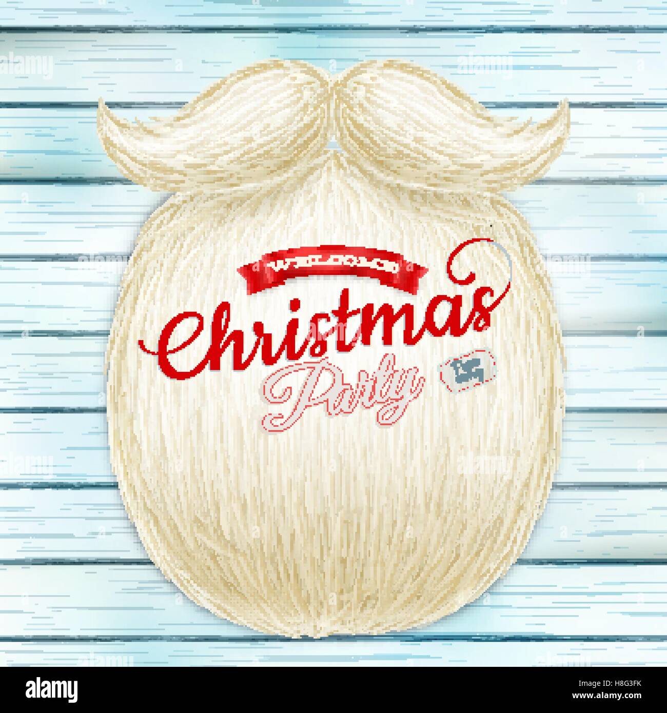 Christmas party poster with beard. EPS 10 Stock Vector