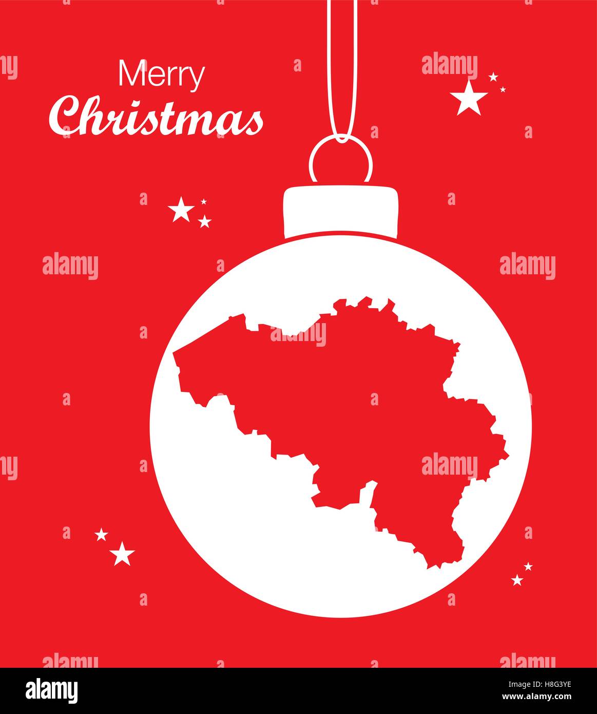 Merry Christmas Map Belgium Stock Vector