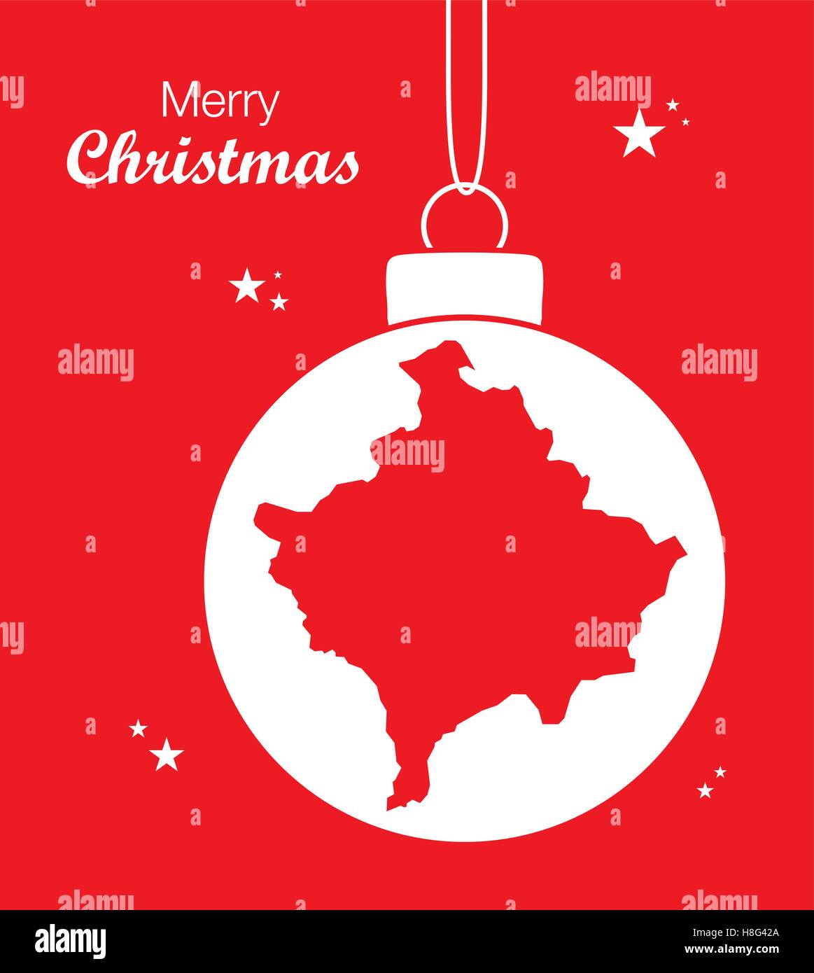 Merry Christmas Map Kosovo Stock Vector