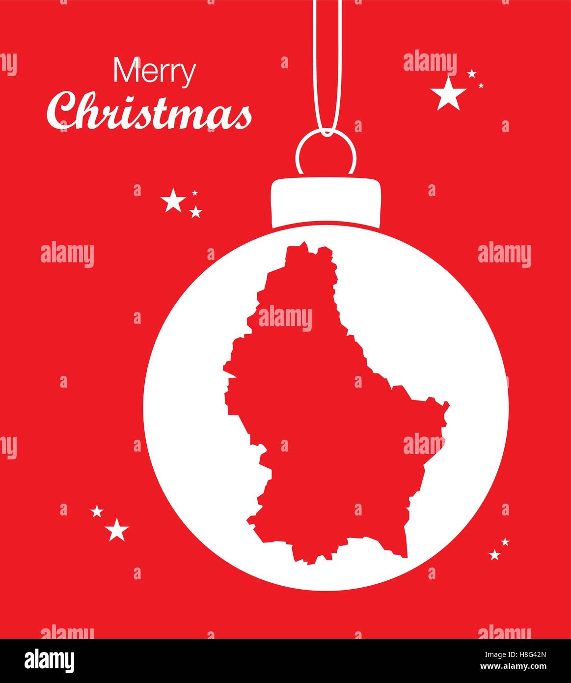 Merry Christmas Map Luxembourg Stock Vector