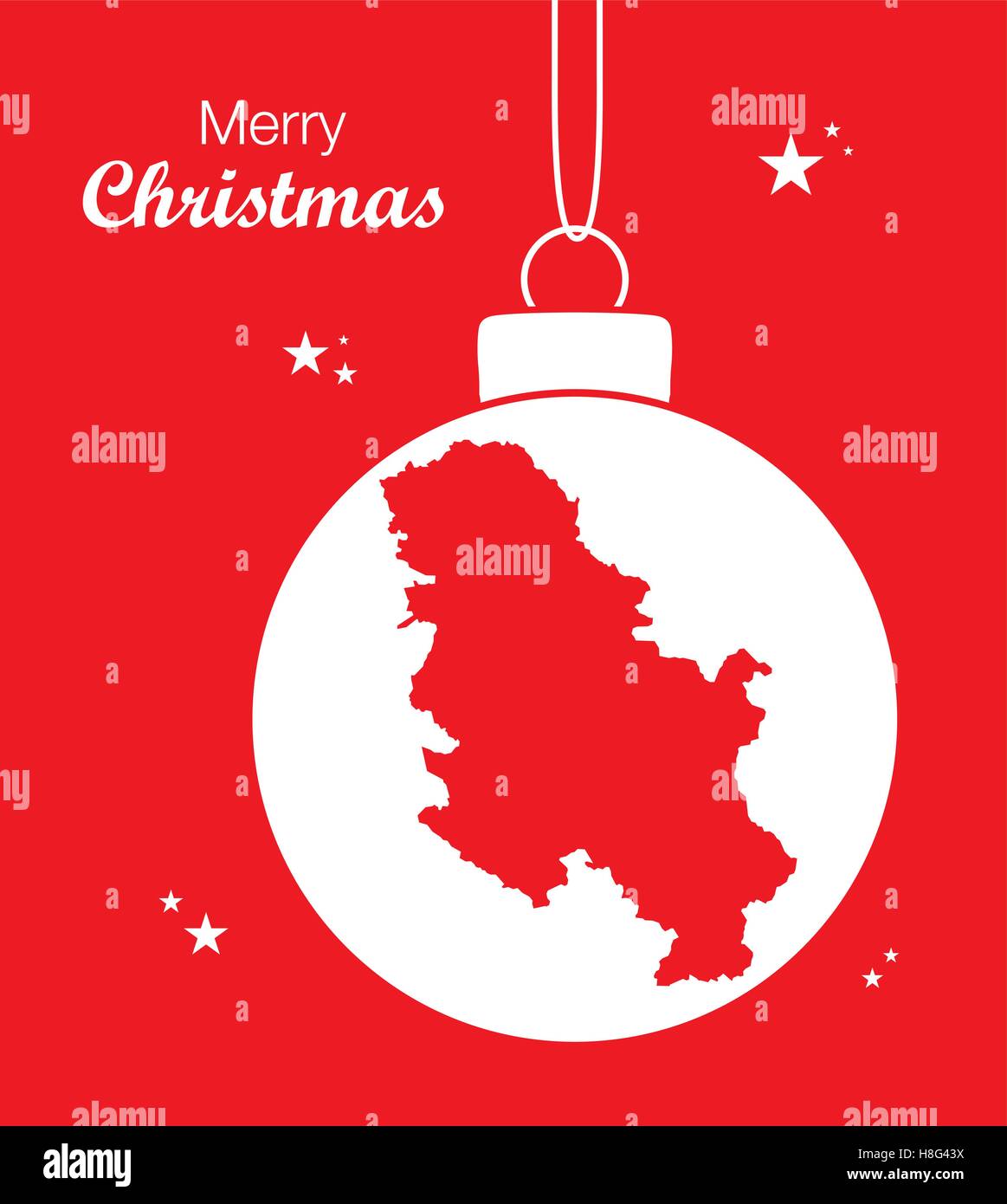 Merry Christmas Map Serbia Stock Vector