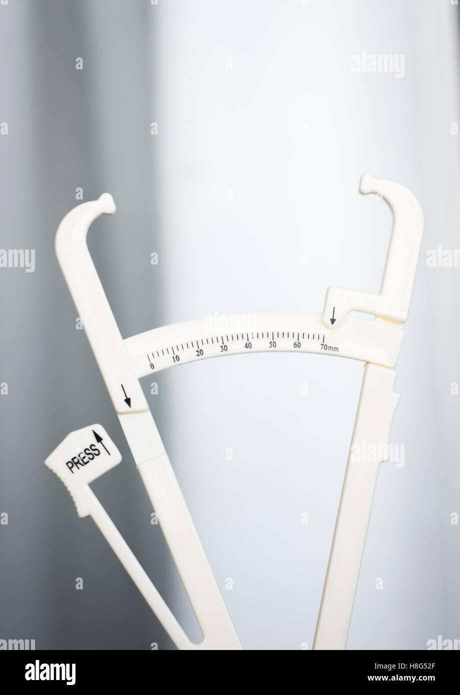 Bodyfat fat calipers used to measure percentage fat in different zones of the body for weight