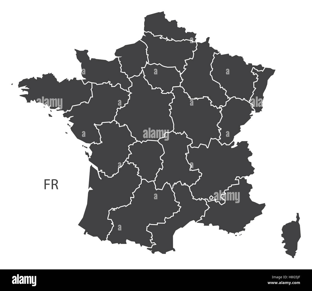 France Map with regions black edition Stock Vector