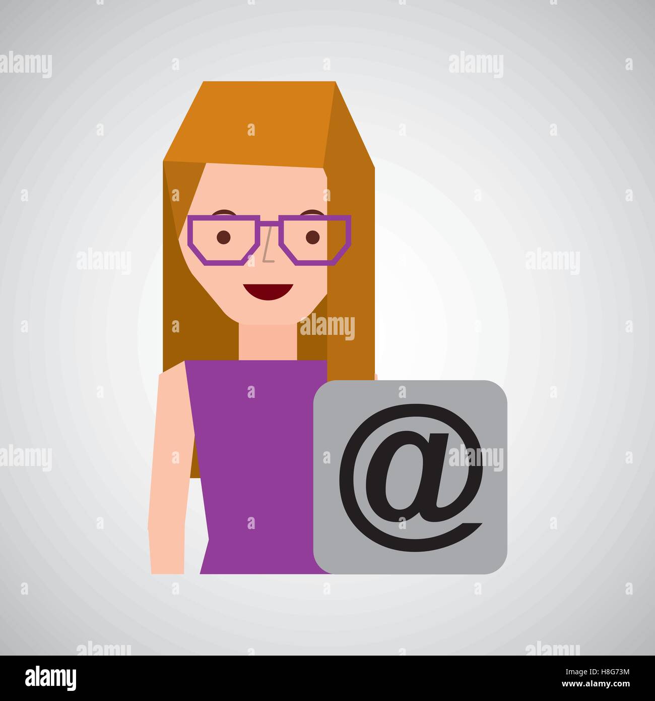girl with glasses mail sign design vector illustration eps 10 Stock