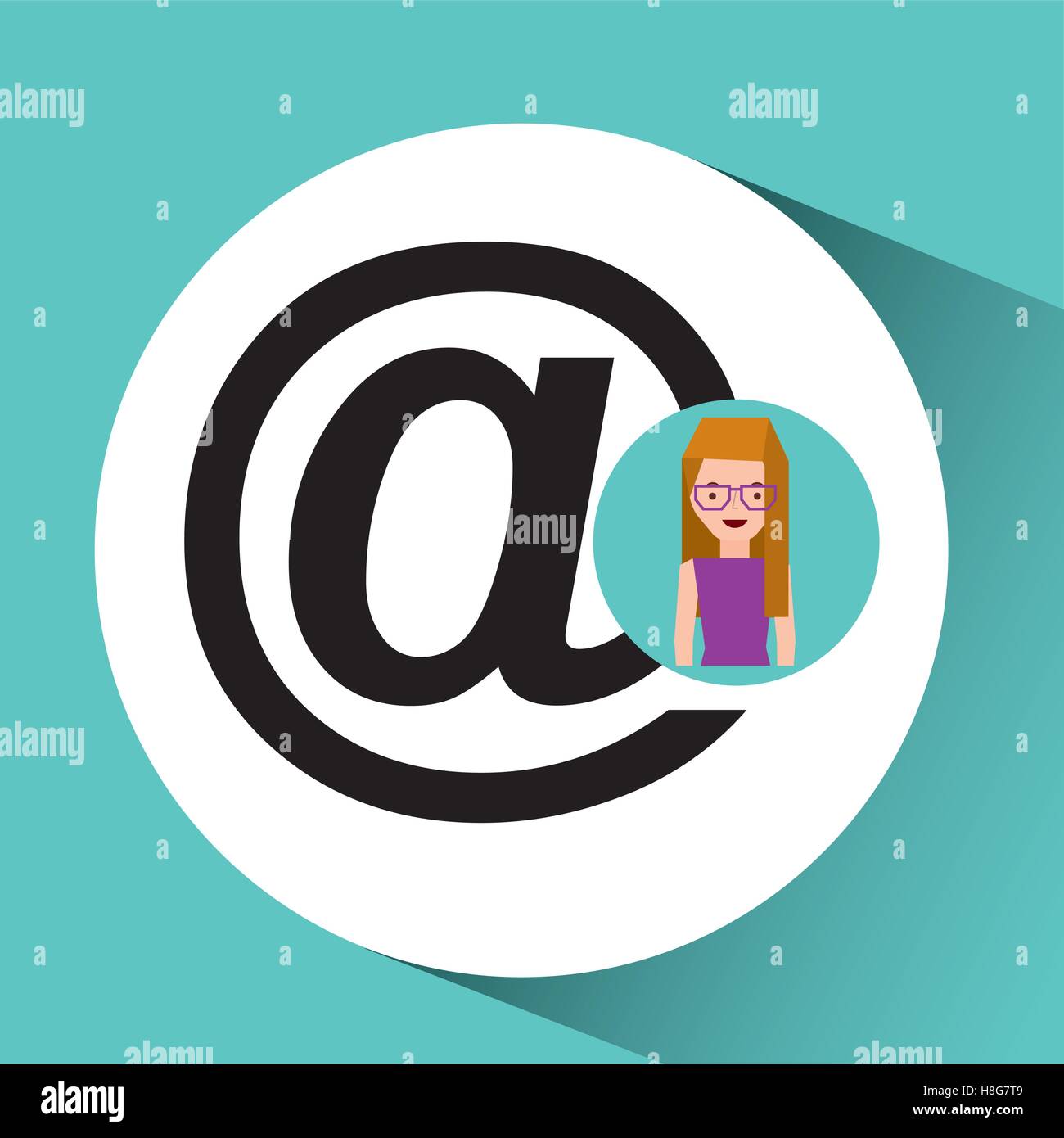 girl with glasses mail sign design vector illustration eps 10 Stock
