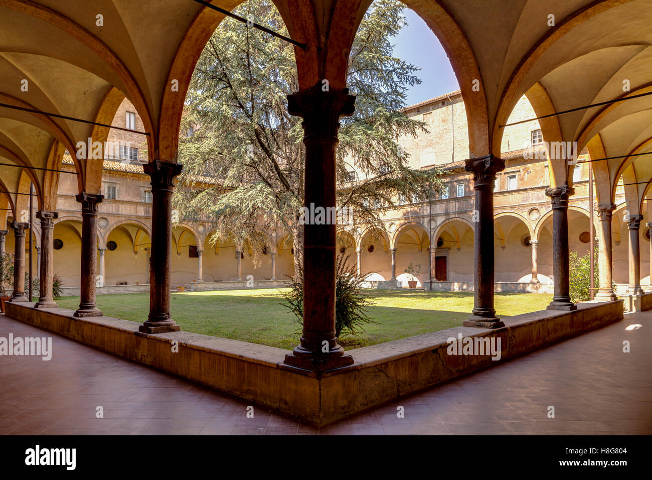 The cloister of San Giovanni Evangelista in Parma, Italy. The building dates from the late 15th century. Stock Photo