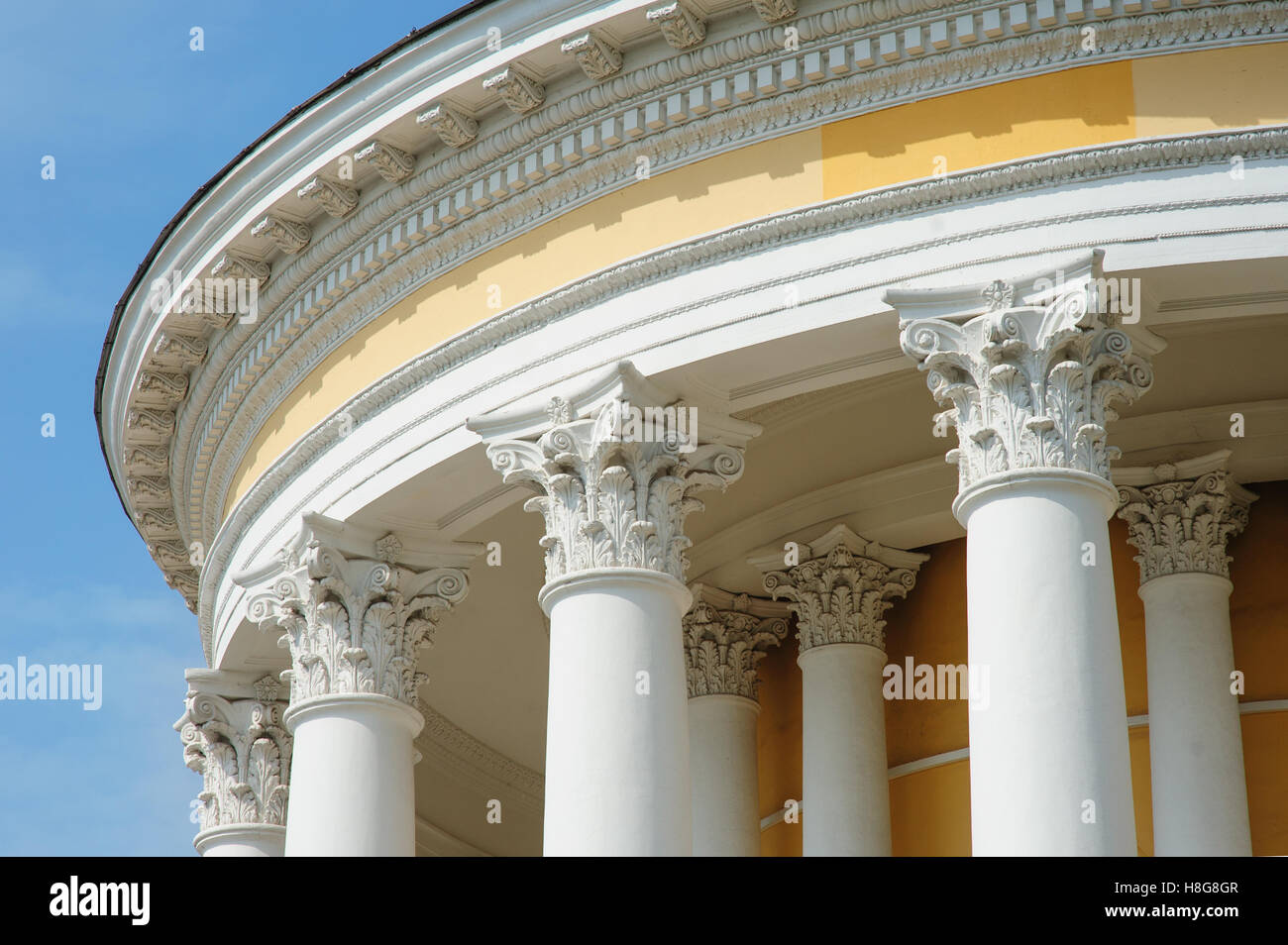 White columns on the facade of architectural buildings Stock Photo
