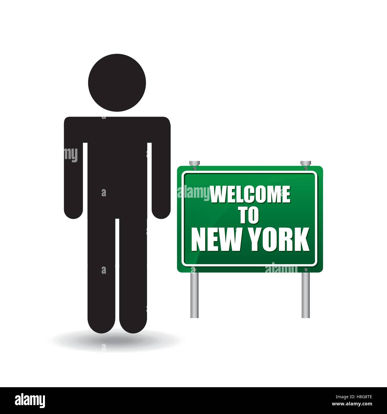 silhouette man sign welcome new york vector illustration eps 10 Stock Vector