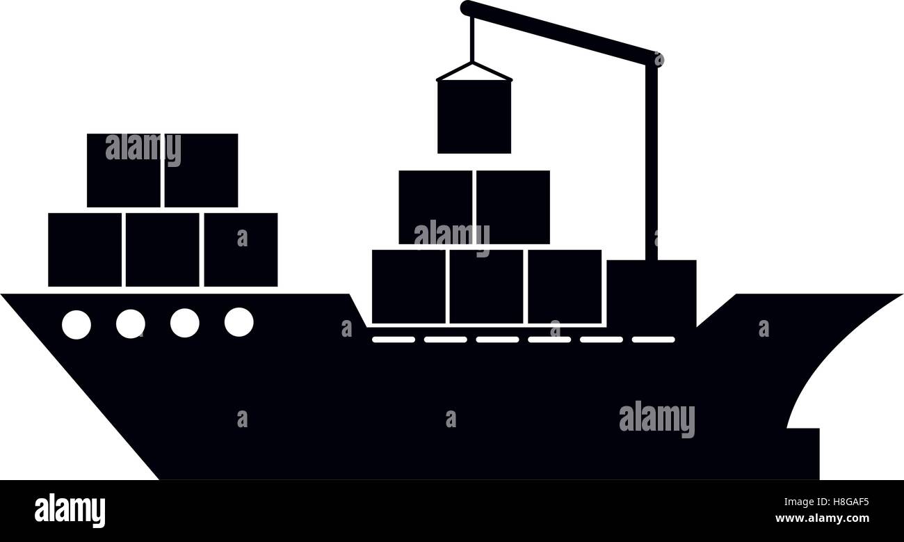 Cargo Ship Silhouette Icon Vector Illustration Design Stock Vector Image Art Alamy