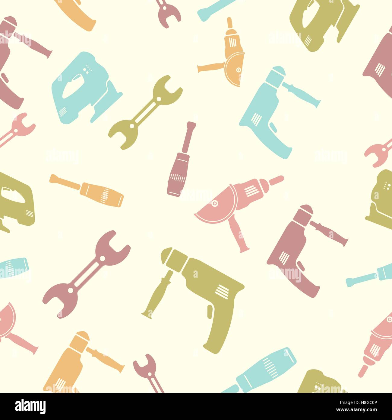 Vector illustration. Seamless pattern of Tools. Eps 10 Stock Vector