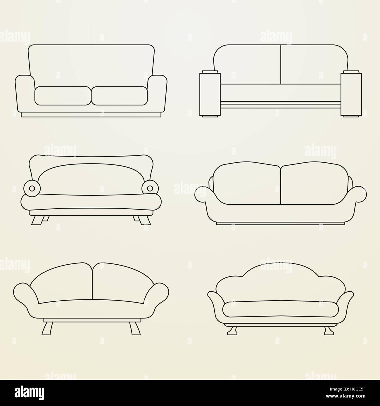 Icon set of Sofas. Thin line style Stock Vector Image & Art - Alamy