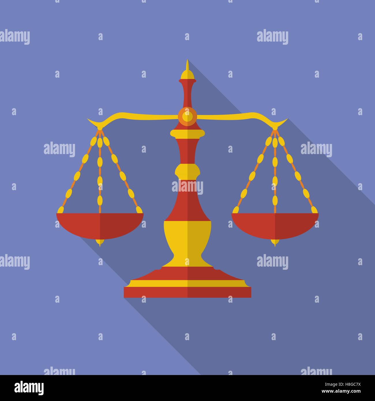 Old scales icon. Scales of Justice. Modern Flat style with a long