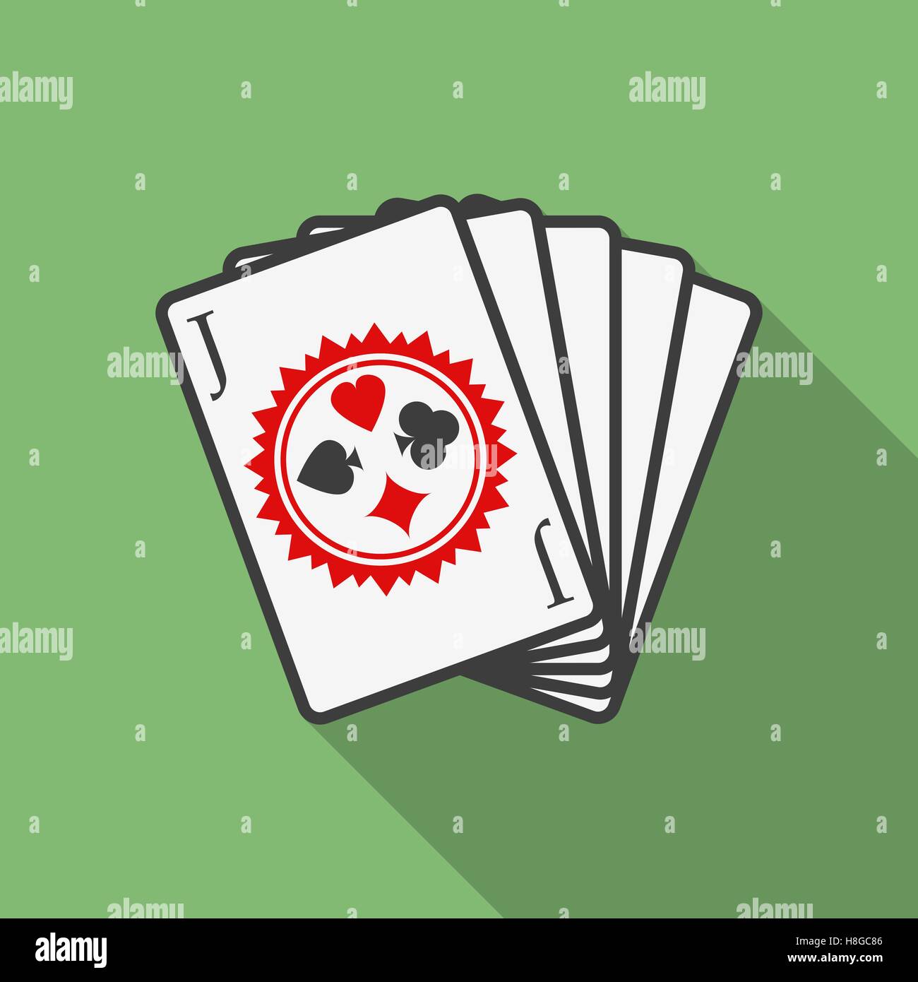 Playing cards icon. Modern Flat style with a long shadow Stock Vector