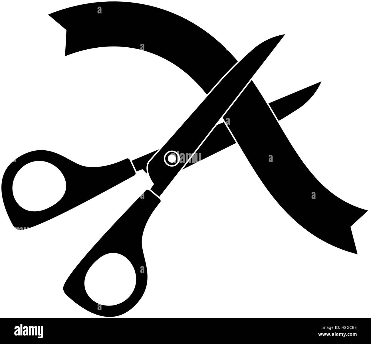 Scissors cutting black ribbon Stock Vector Images - Alamy