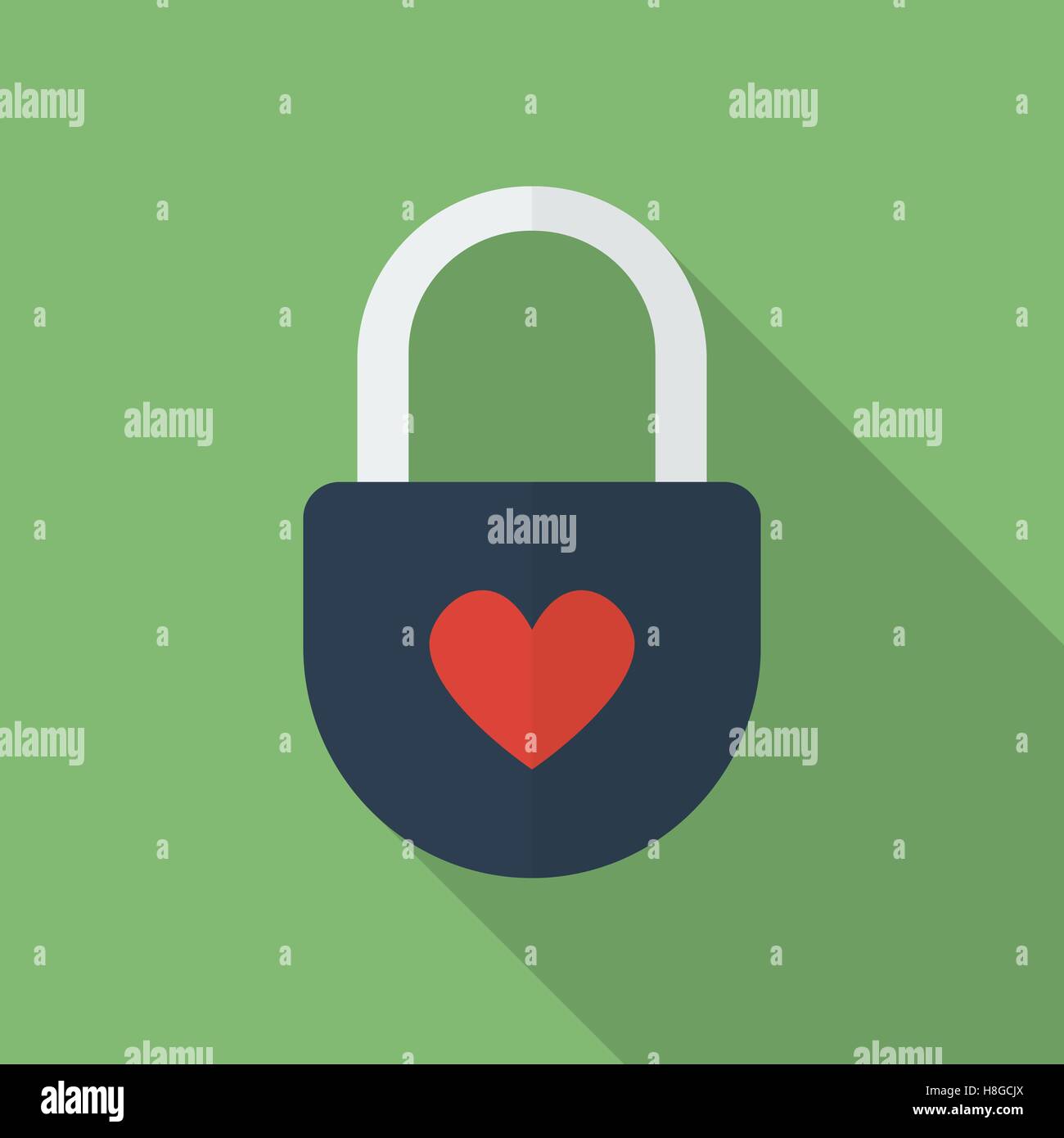 Padlock with heart. Flat style icon Stock Vector Image & Art - Alamy