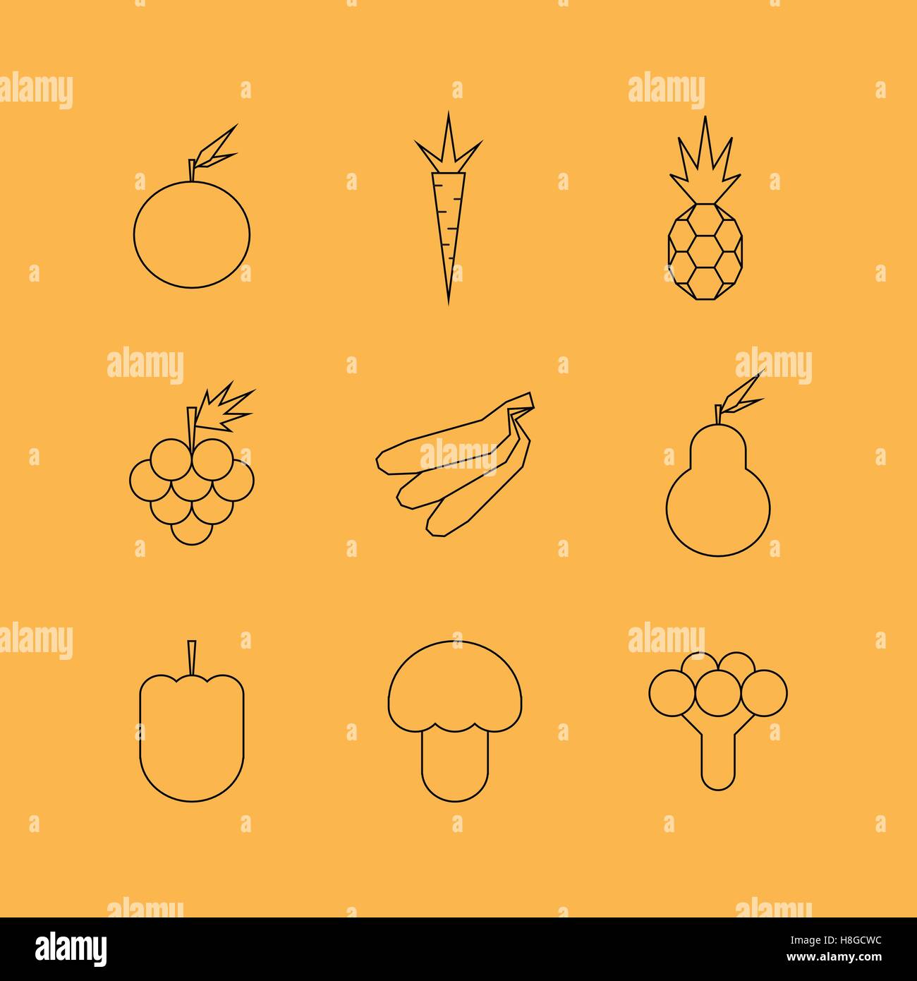 Fruit and vegetables line icons. Vector Illustration Stock Vector Image ...