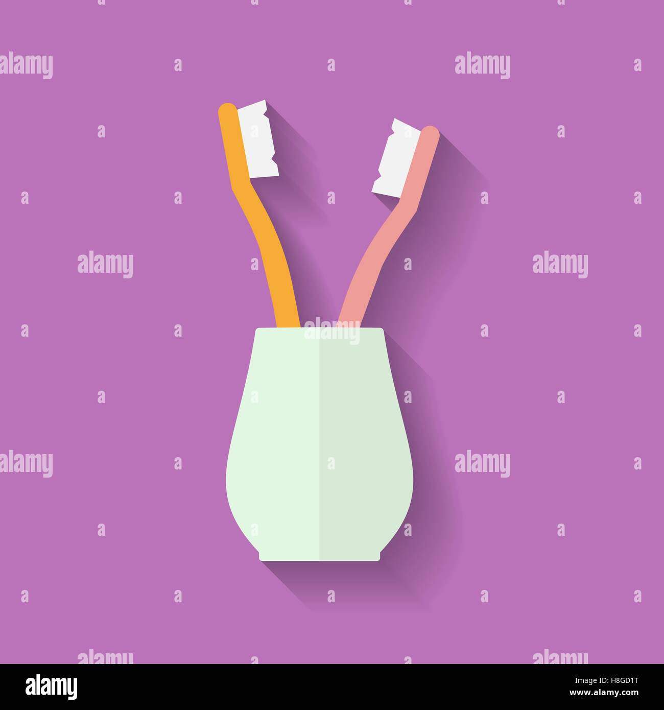 Icon of Toothbrush in glass. Flat style. Vector illustration Stock ...