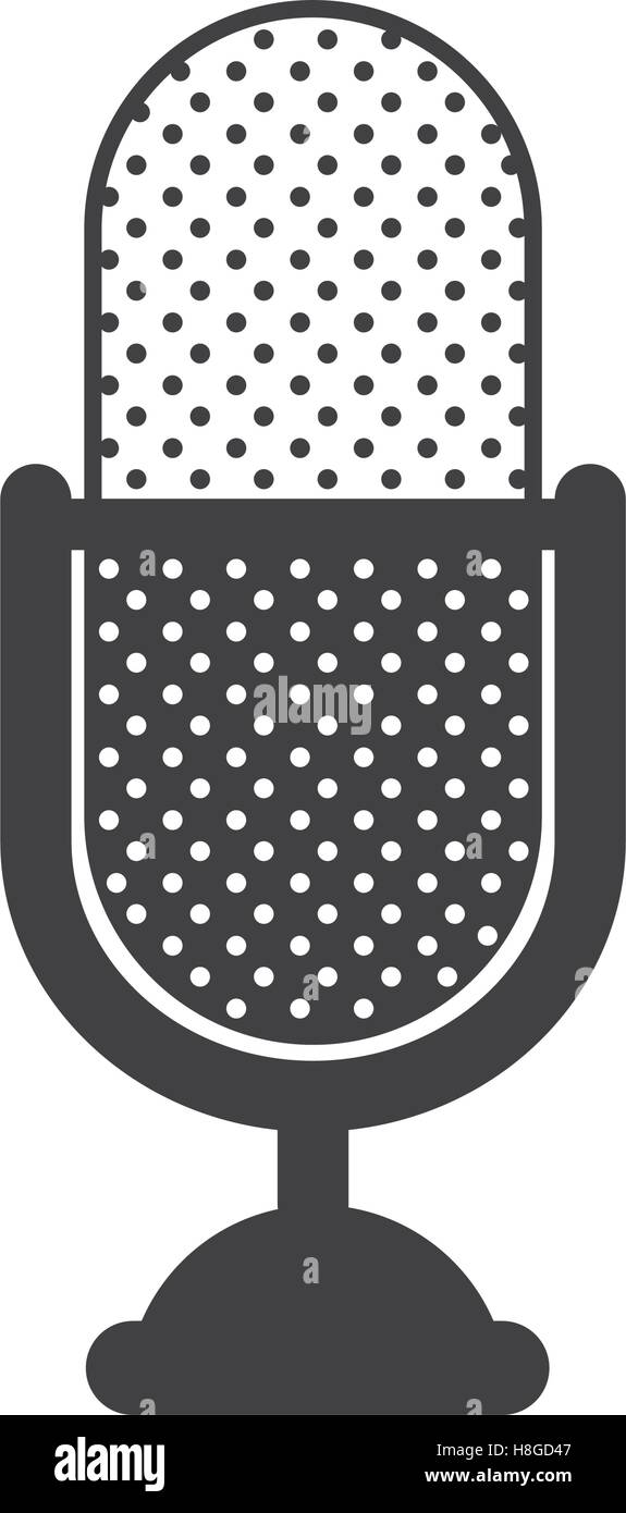 retro microphone audio device icon over white background. vector ...