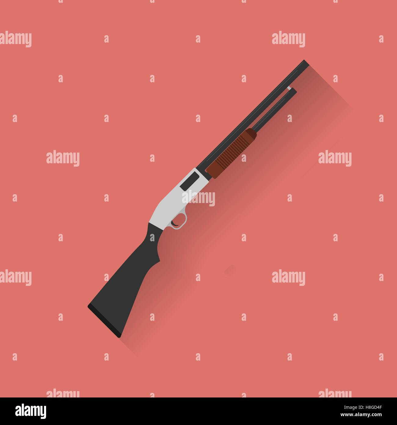 Icon of police, cop rifle, shot gun. Flat style Stock Vector