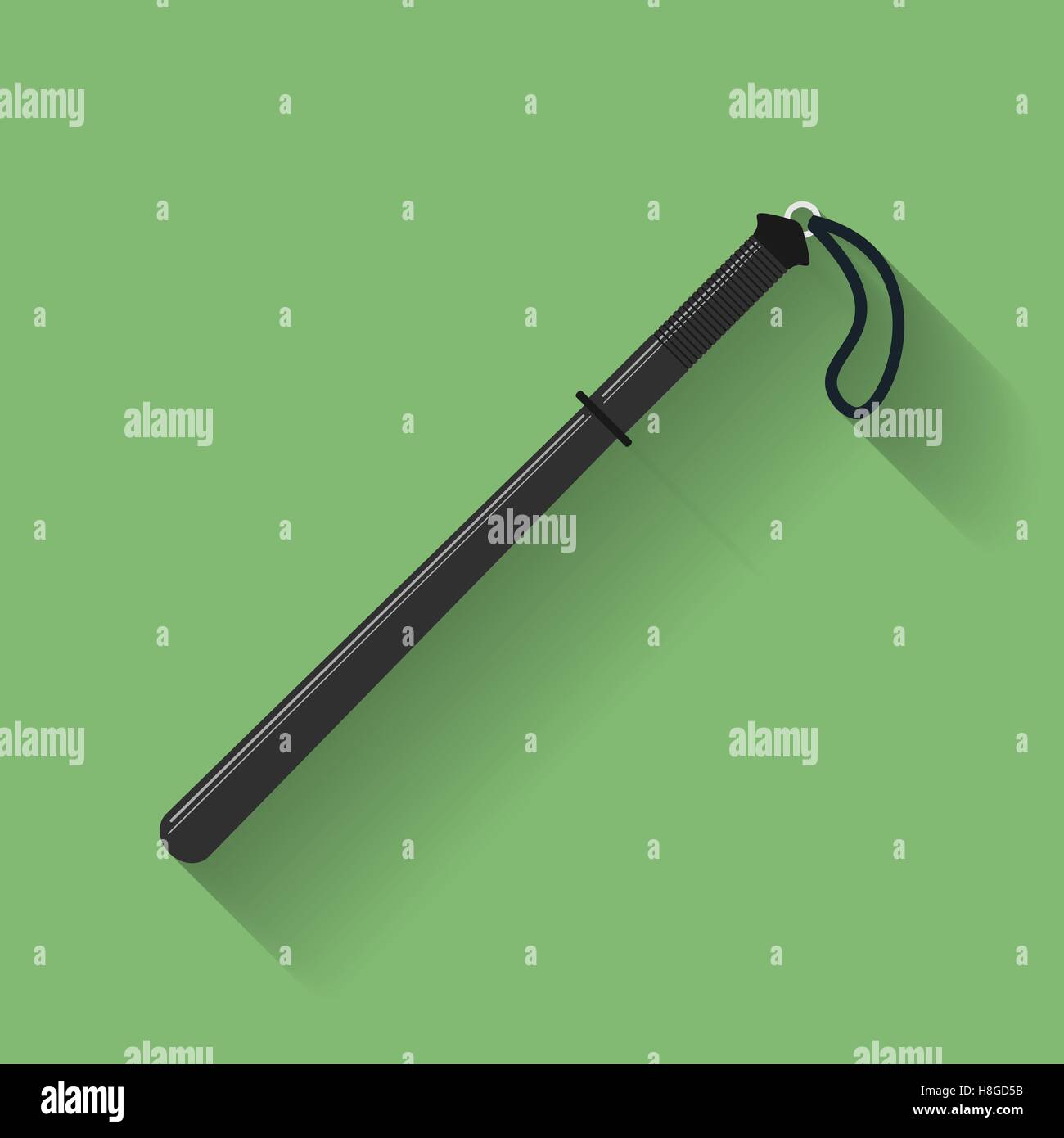 Icon of Police baton or police nightstick. Flat style Stock Vector