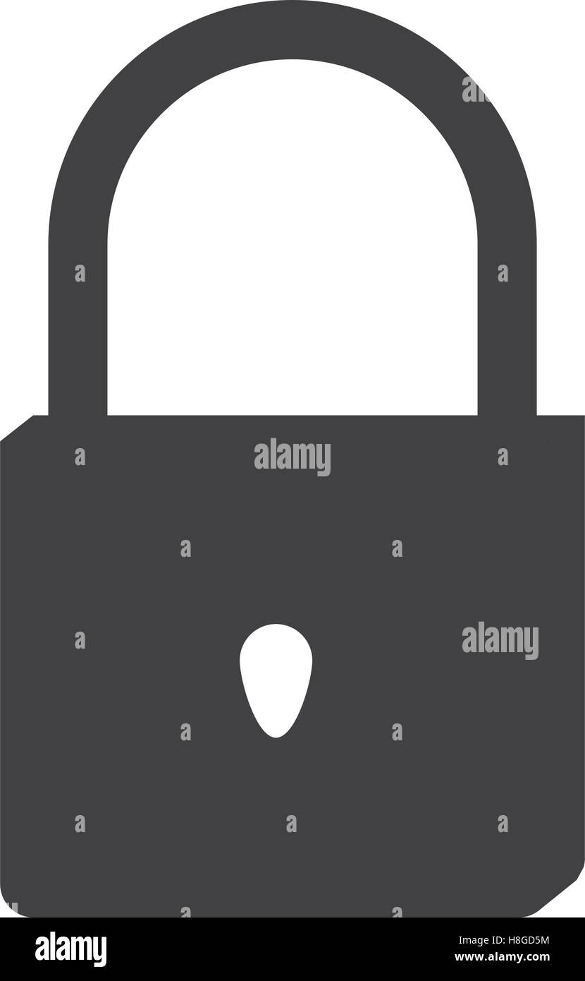 silhouette of security padlock icon over white background. vector ...