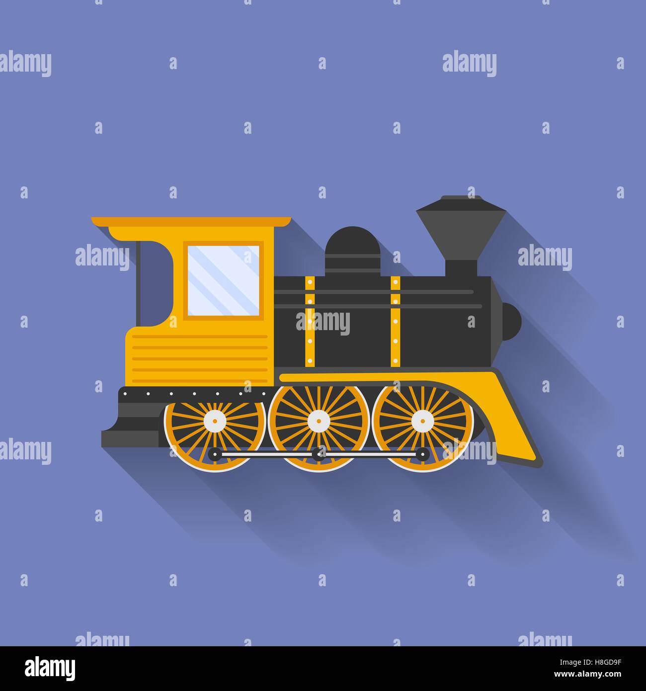 Icon of Steam Locomotive or Puffer. Flat style Stock Vector