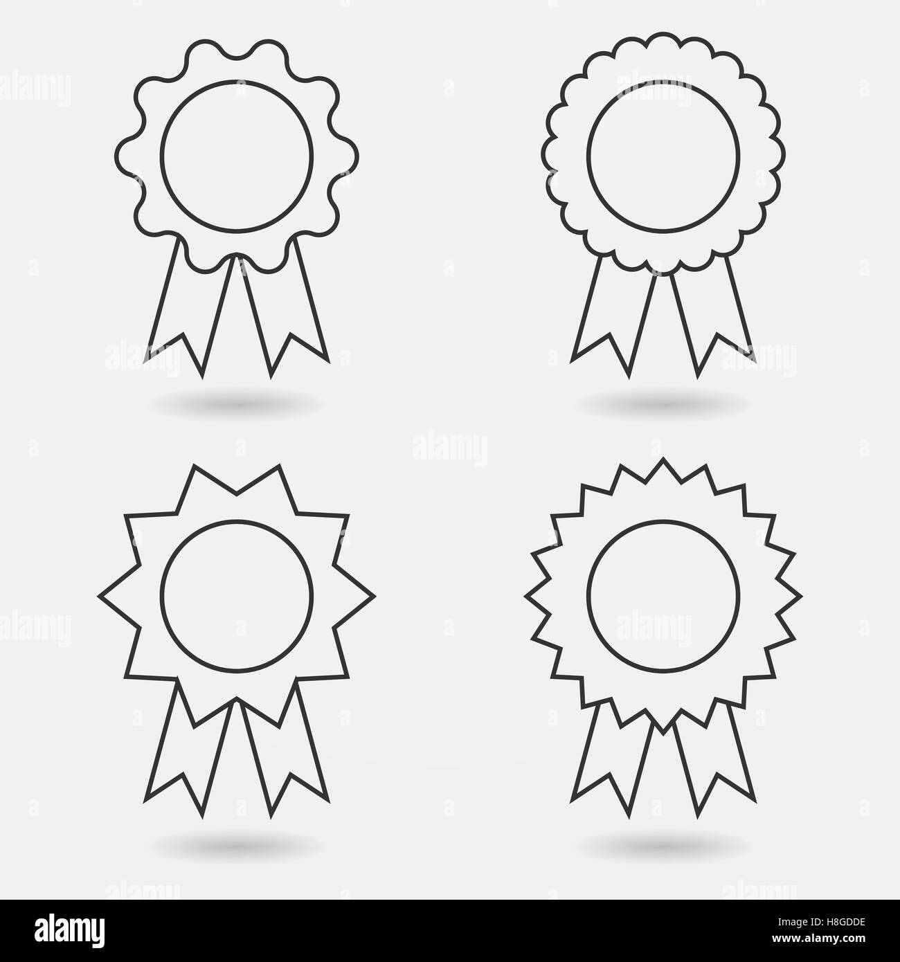 Icon set of award badges or medals with ribbons Stock Vector Image ...