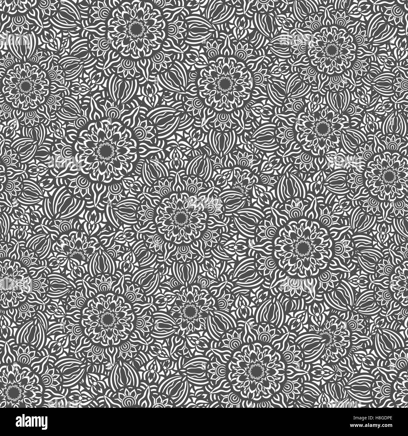 Hand drawn seamless Flower pattern. Doodle style Stock Vector Image ...