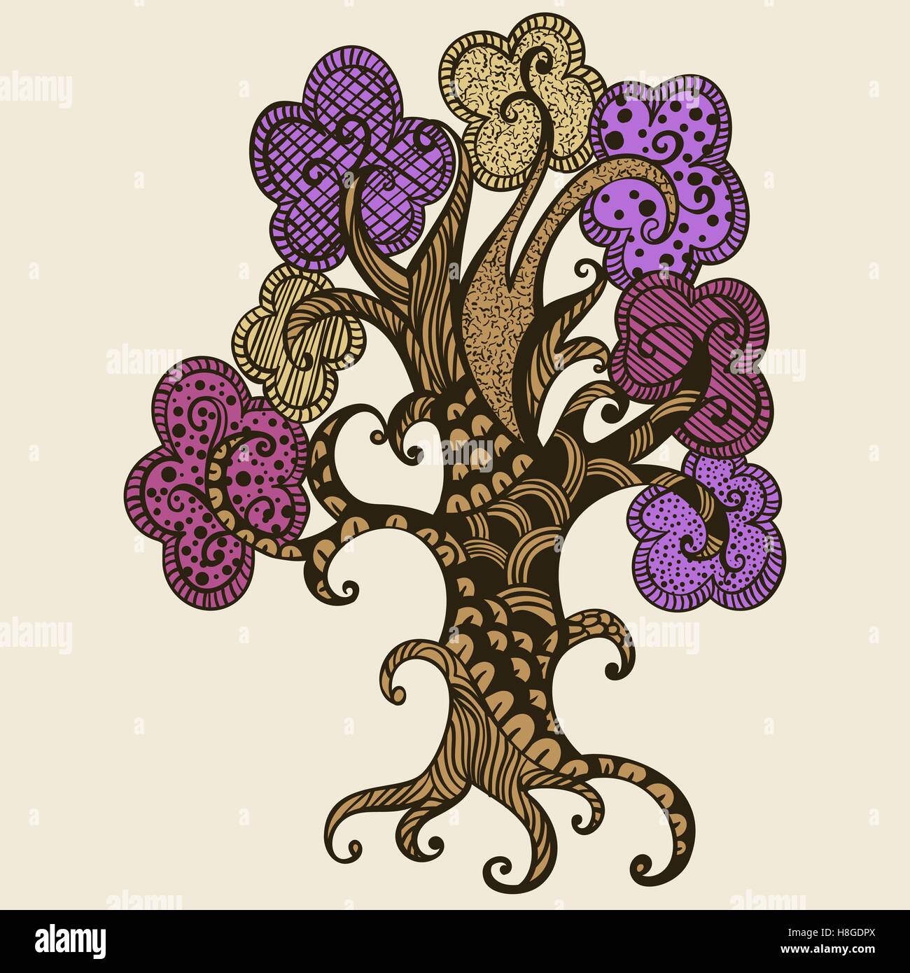 Hand drawn tree illustration. Doodle style Stock Vector Image & Art - Alamy