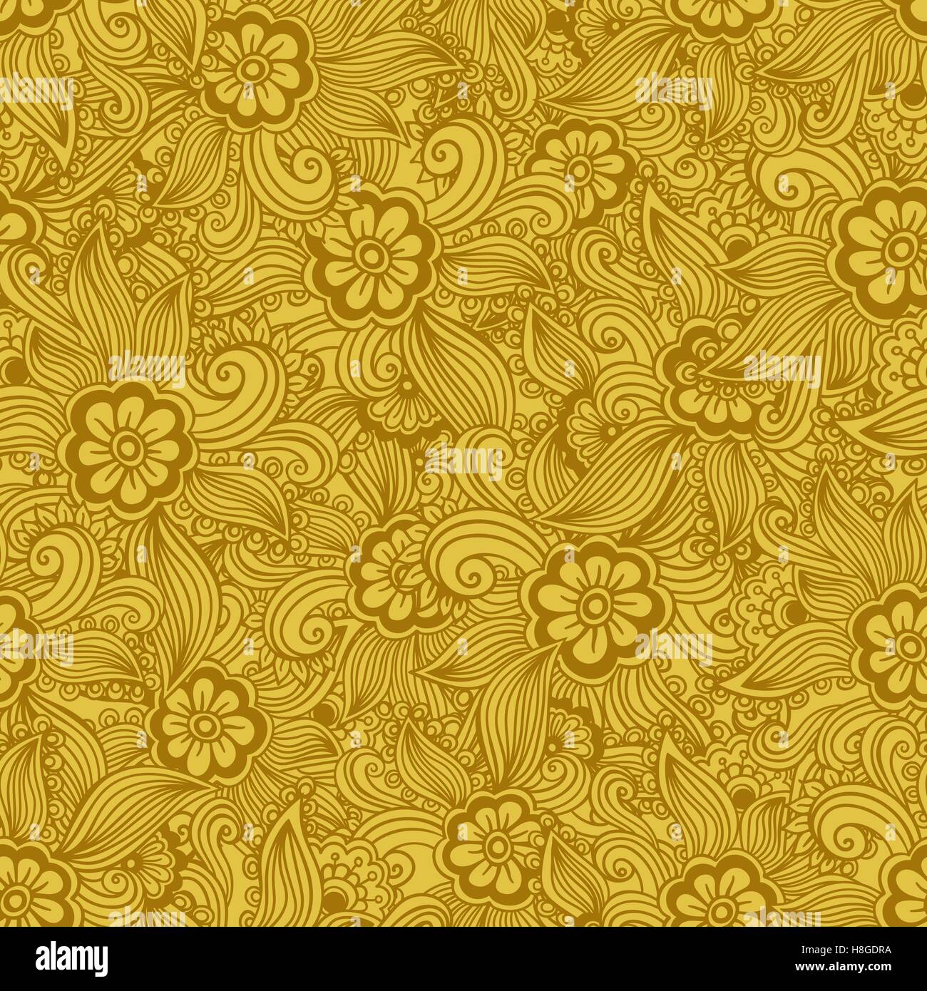 Hand drawn seamless Flower pattern. Doodle style Stock Vector Image ...
