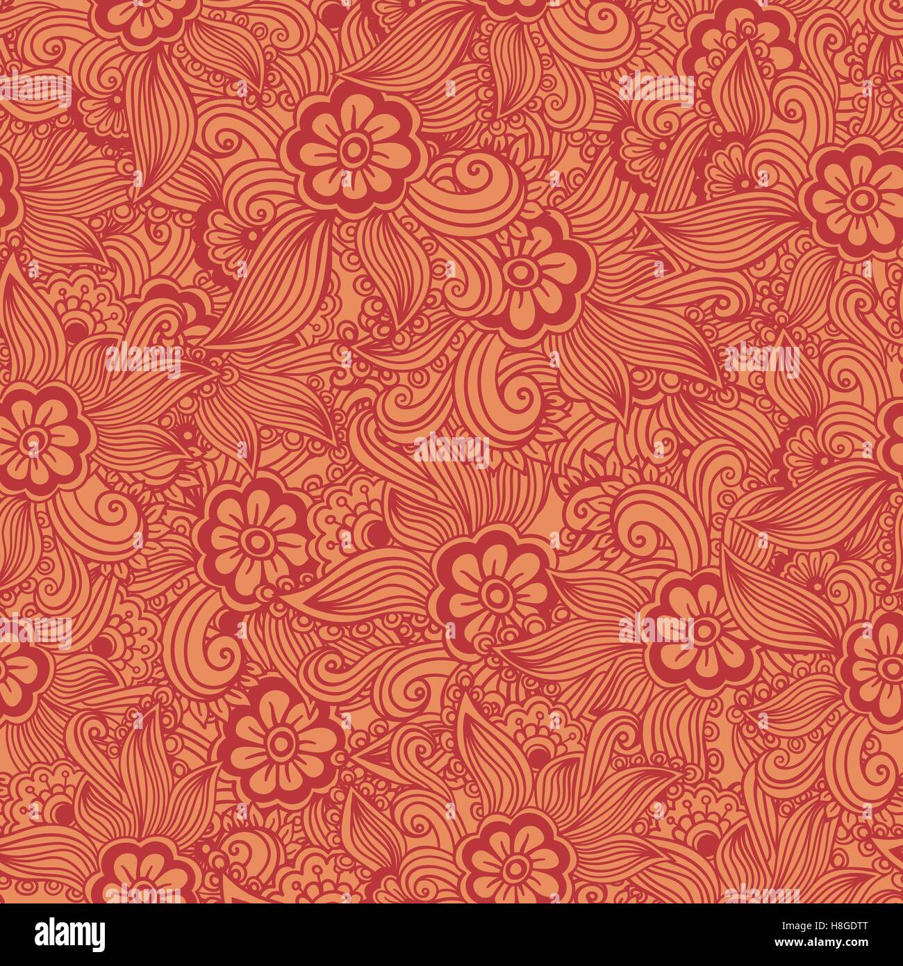 Hand drawn seamless Flower pattern. Doodle style Stock Vector Image ...