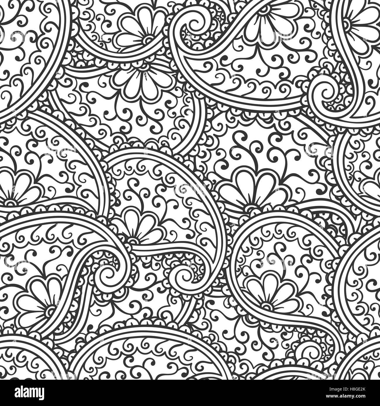 Hand drawn seamless Paisley pattern. Doodle style Stock Vector Image ...