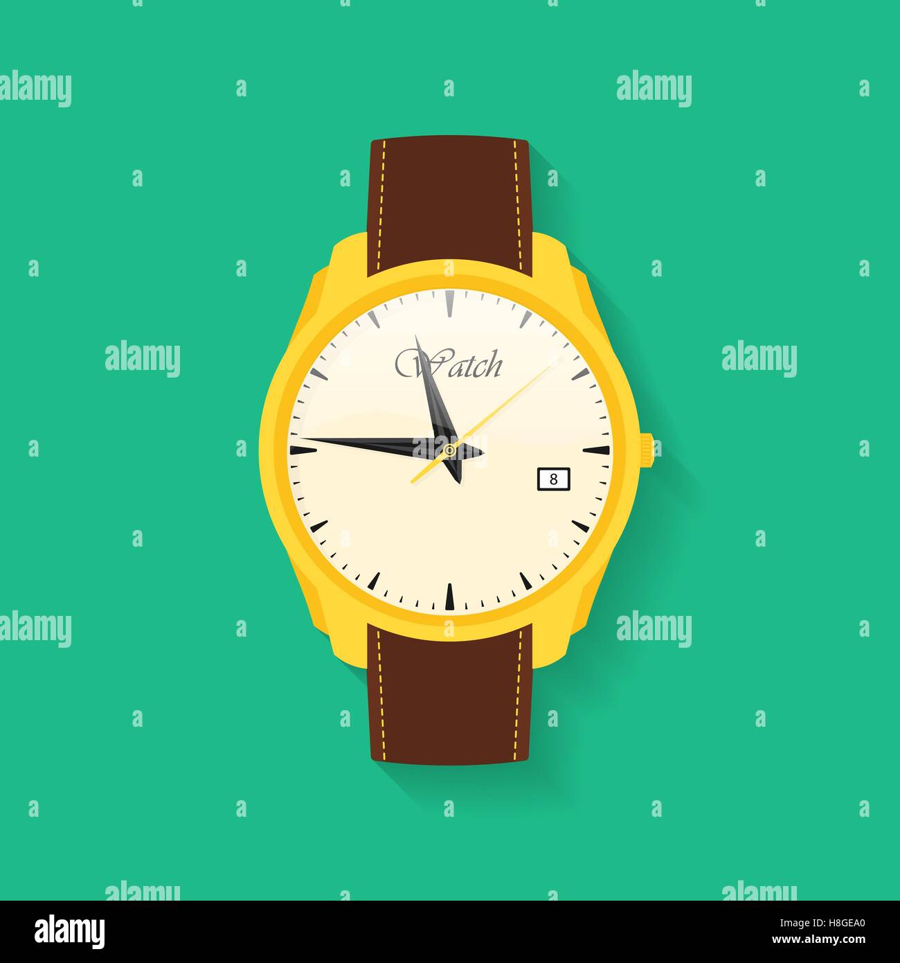 Icon of wrist watch. Symbol of hand clock. Vector illustration of timepiece, chronometer. Vector illustration Stock Vector