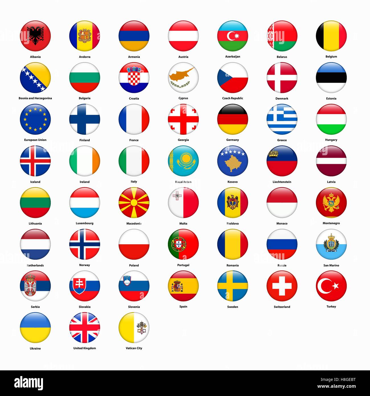 Set of flags of all countries of Europe. Vector illustration Stock