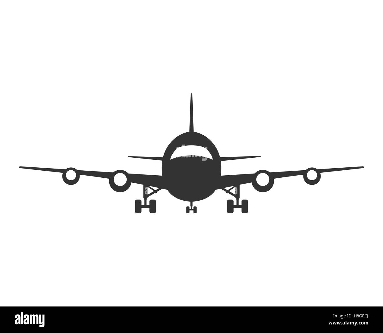 Icon of Plane. Airplane symbol front view. Aircraft vector silhouette Stock Vector