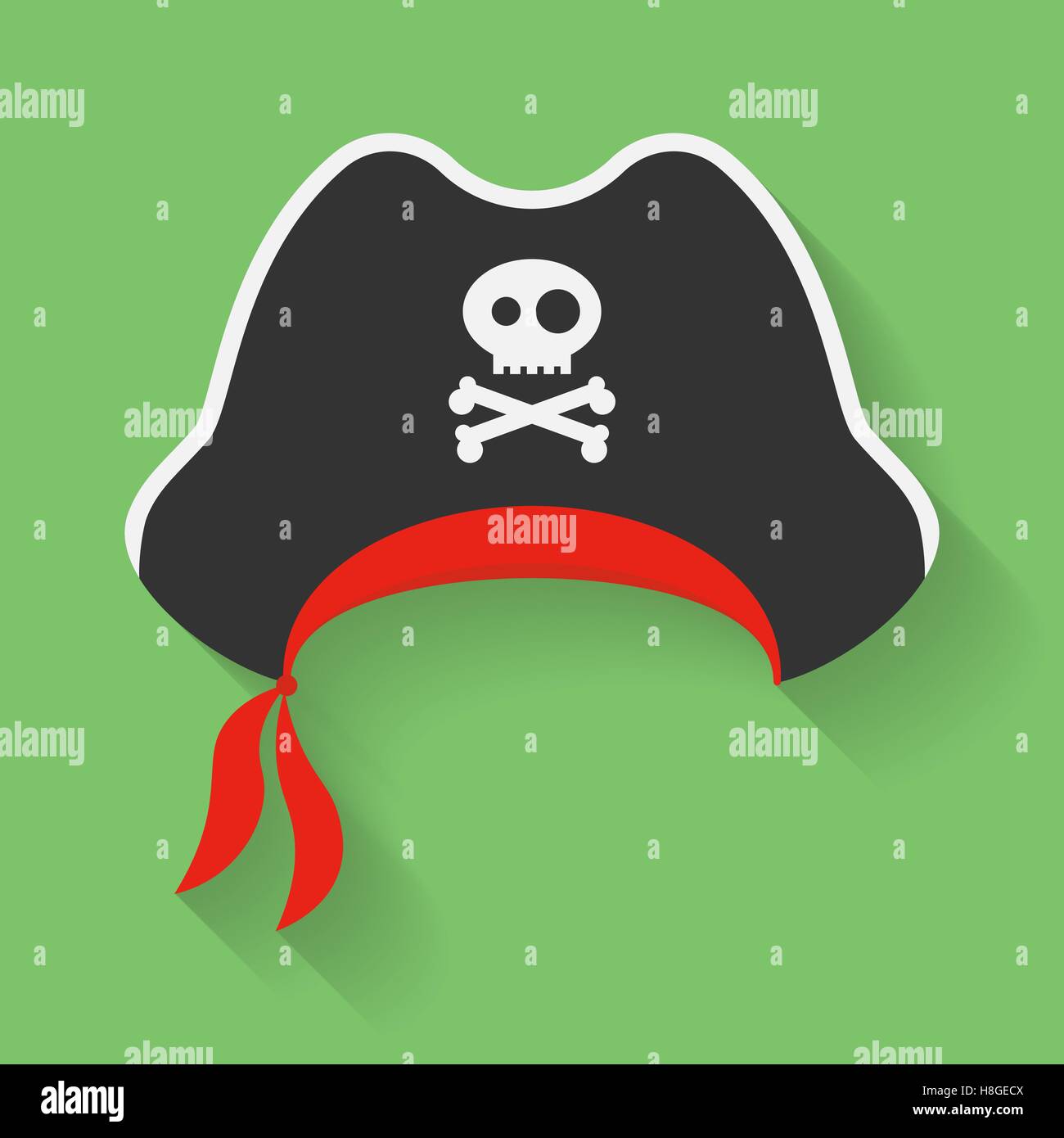 Vector Icon of Pirate Hat with a Jolly Roger symbol. Filibuster ...
