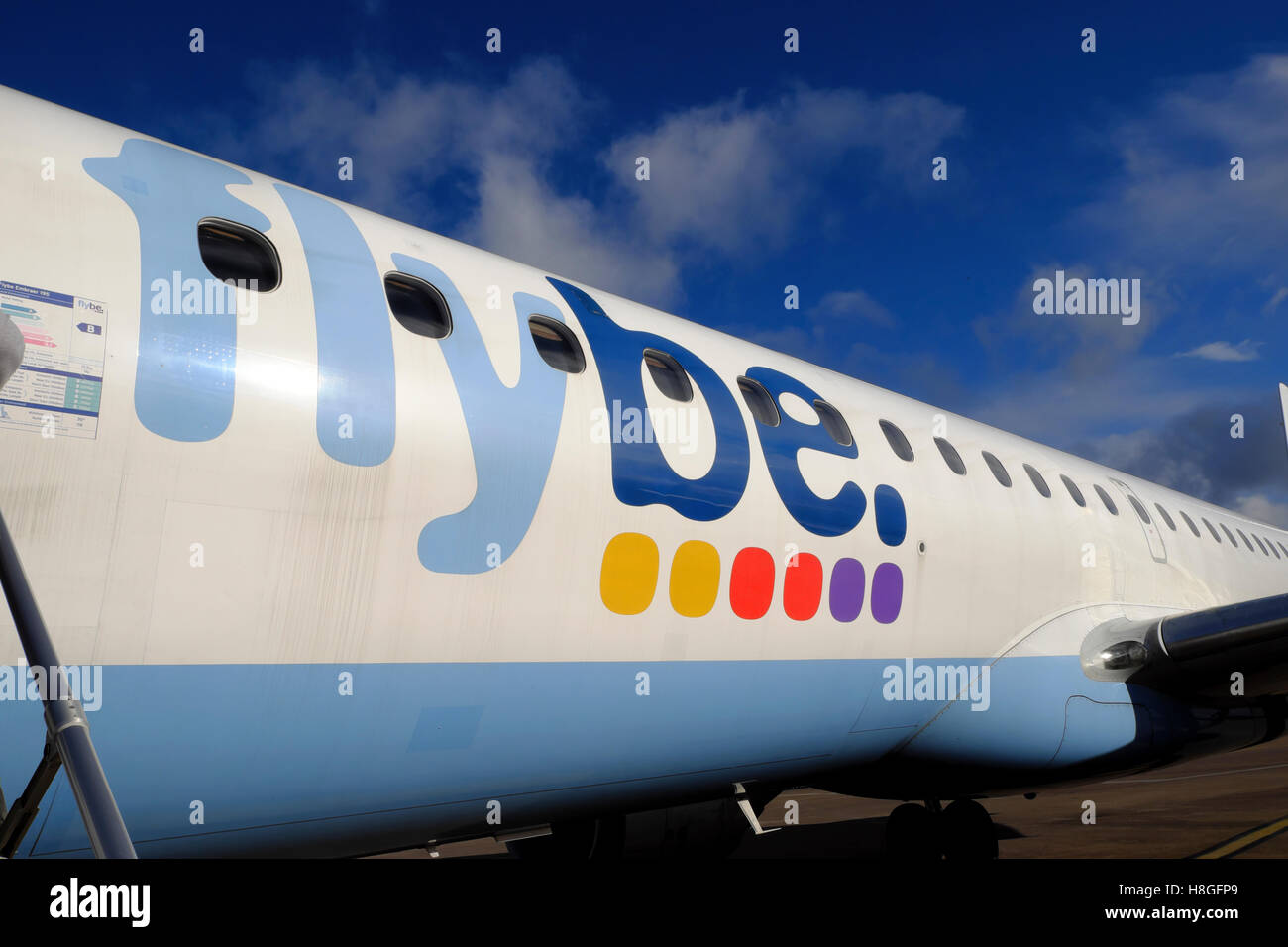Flybe  airplane on the tarmac at Cardiff Airport,  Wales UK  KATHY DEWITT Stock Photo