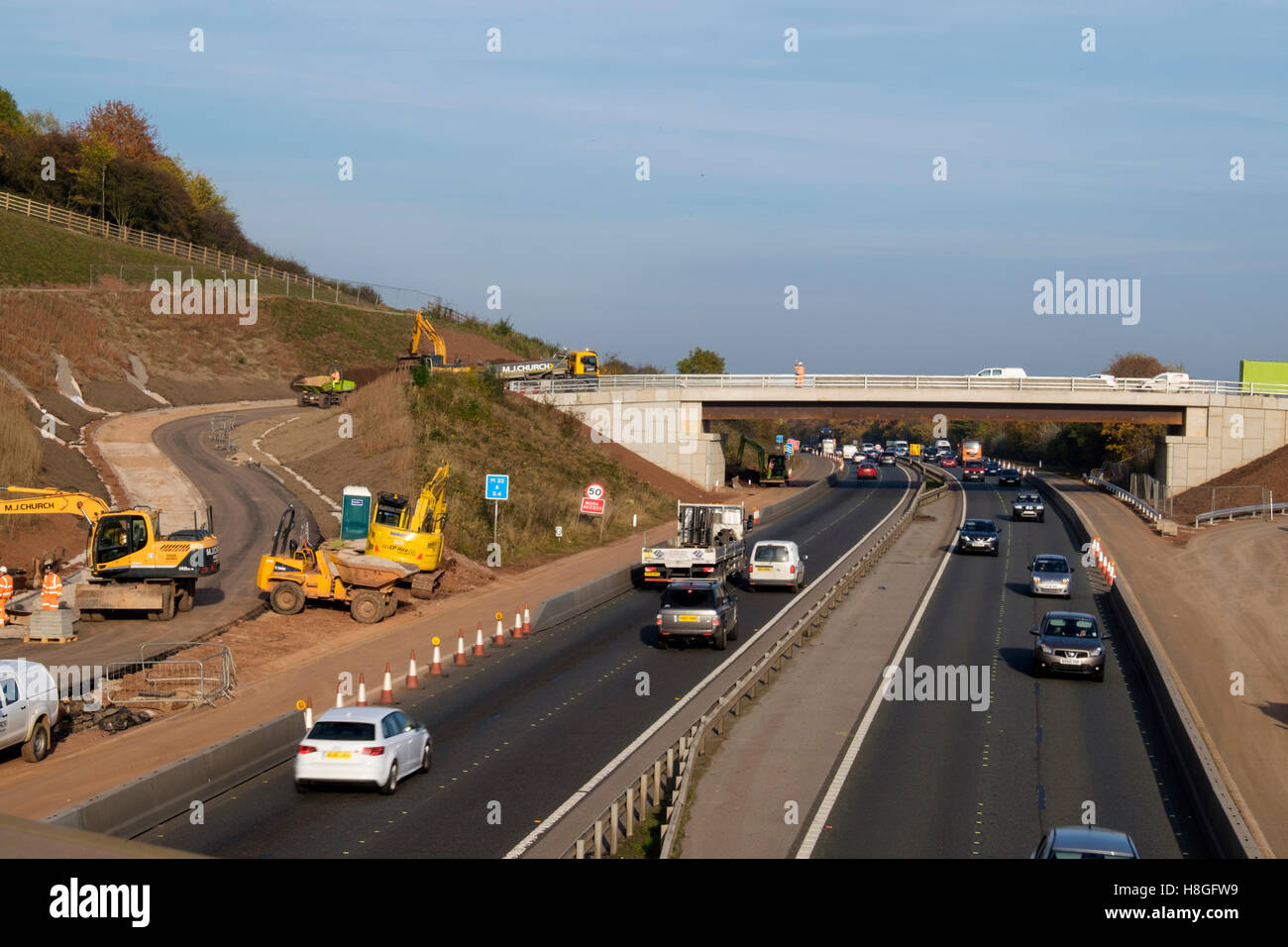 M32 motorway Bristol towards the M4, Metrobus construction Stock Photo Alamy