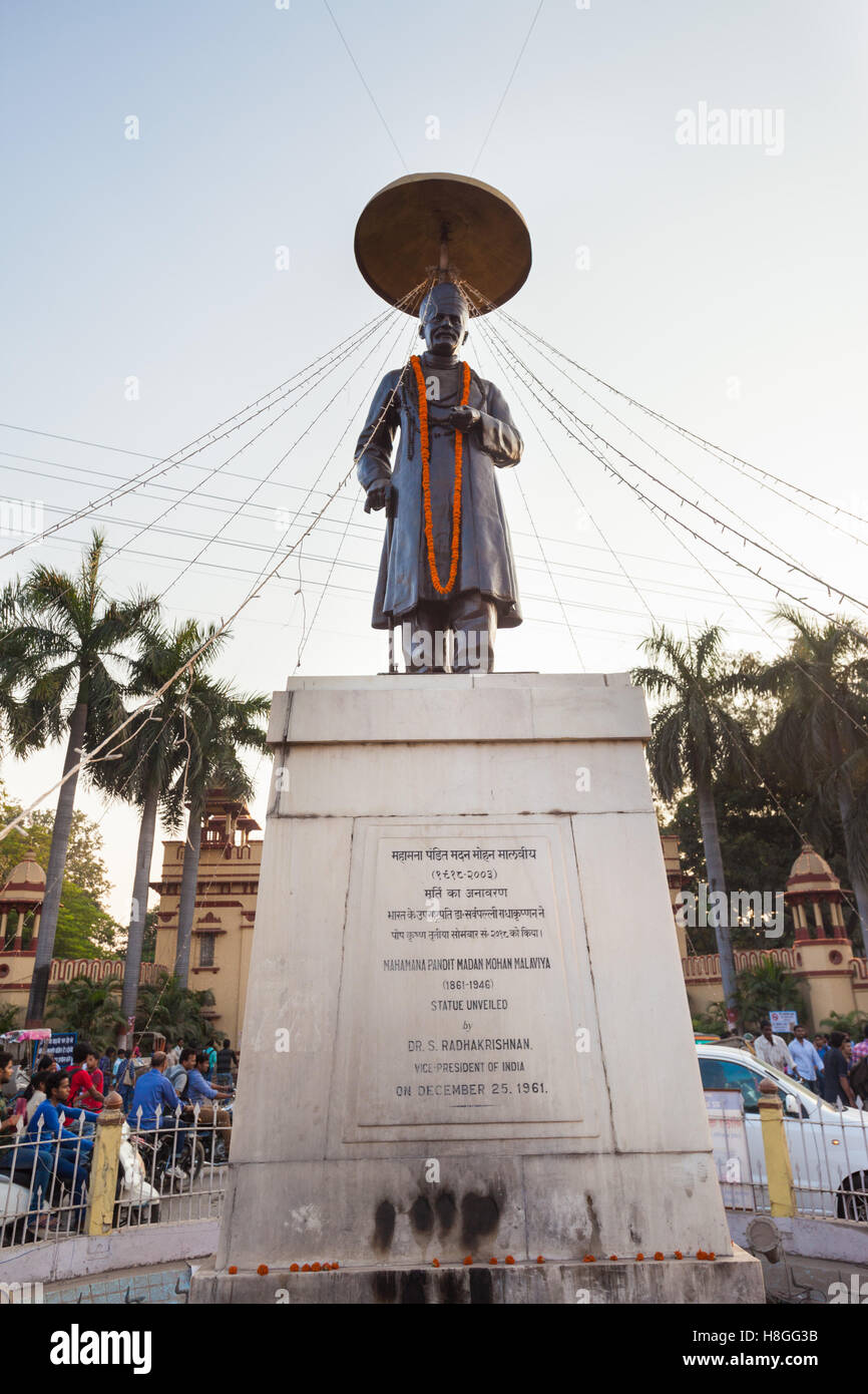 Statue of Madan Mohan Malaviya - Varanasi, Uttar Pradesh, India Stock Photo